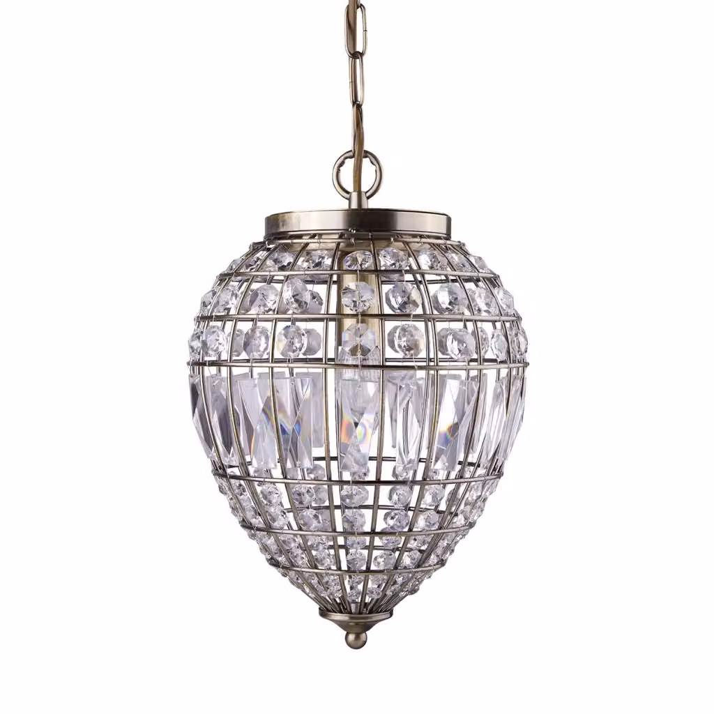 Lampada a sospensione Searchlight Classico Ananas in ottone e vetro trasparente con 1 luce E14 – 2