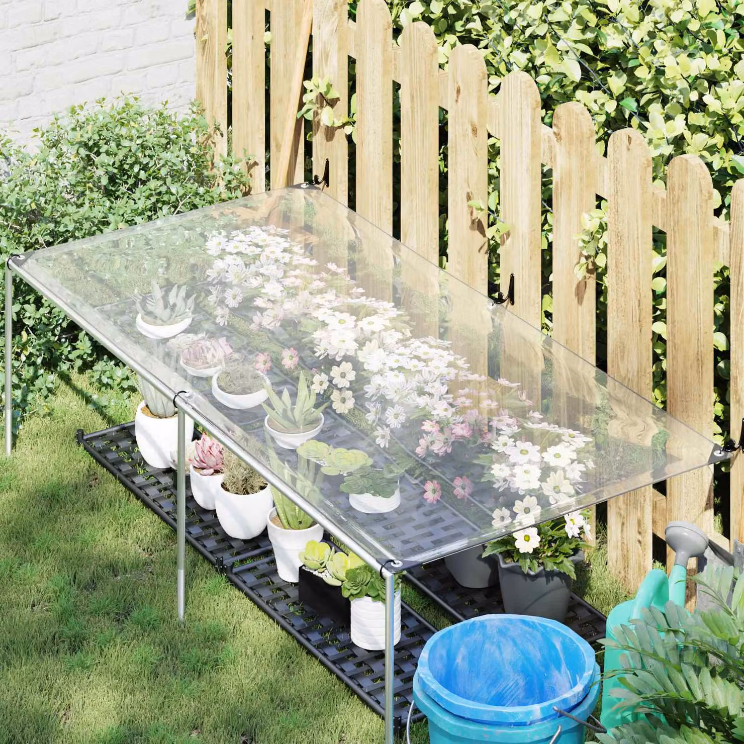 Copertura per piante trasparente vidaXL in plastica per la coltivazione L: 250 cm, P: 150 cm