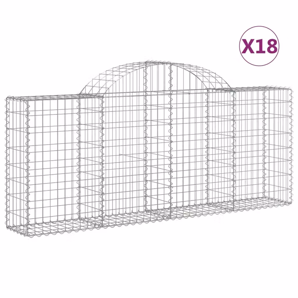 Set di 18 Cesti Gabbioni ad Arco Videx in Acciaio Zincato Argento L: 200 cm, P: 30 cm, H: 80/100 cm – 2