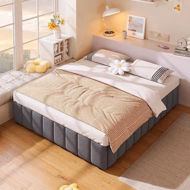Letto matrimoniale-Xylo-140x200 cm-idraulico, senza testiera, grigio