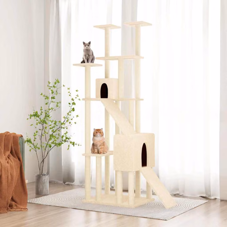 Albero per gatti vidaXL con tiragraffi in sisal, colore beige, Altezza: 190 cm