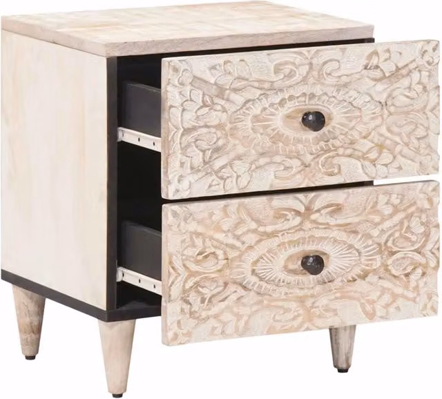 Set di 2 Comodini | Armadio da Notte | Mobiletto da notte con cassetto Bianco 40 x 33,5 x 46 cm