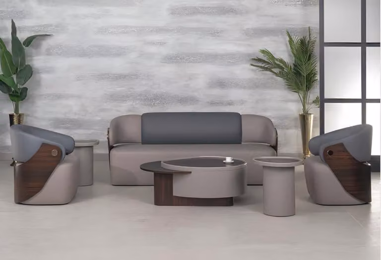 Arbeitszimmermöbel Büro Modern Schreibtisch Bürotisch Set 3tlg Holz Braun