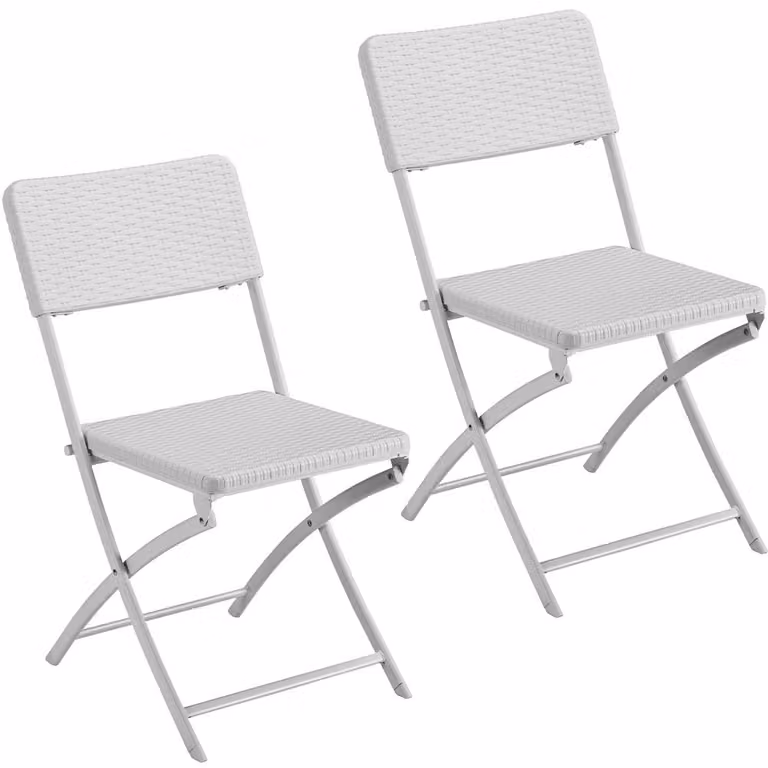 Set 2 Sedie da Giardino Pieghevoli in Polyrattan Bianco