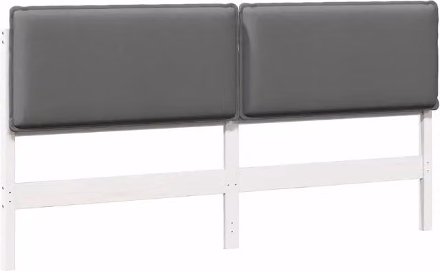 Testiera imbottita moderna in pino massello bianco e grigio L: 205.5 cm, H: 151 cm, P: 12 cm