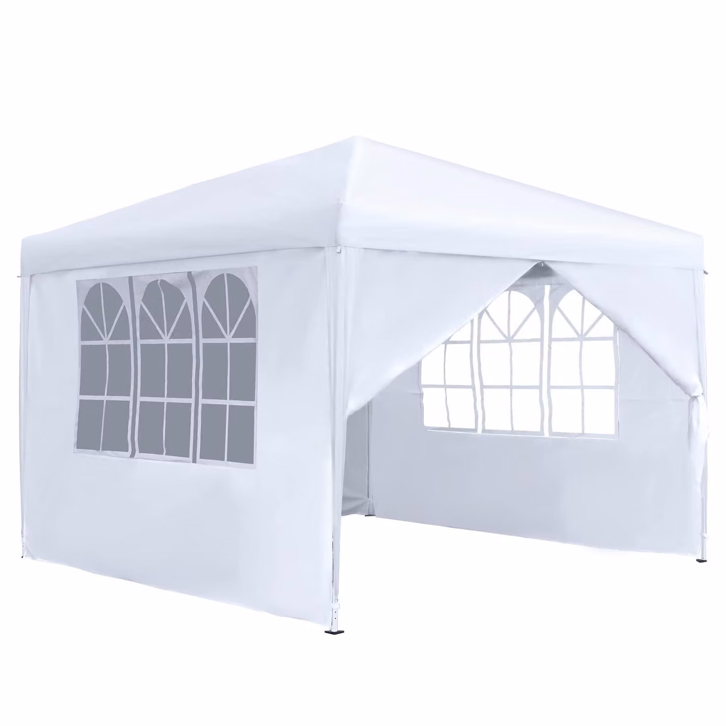 QEENTOE - Gazebo da giardino 2,5x2,5 m, tenda per feste con 4 pannelli laterali, impermeabile, protezione UV, colore bianco, ideale per feste, matrimoni e picnic