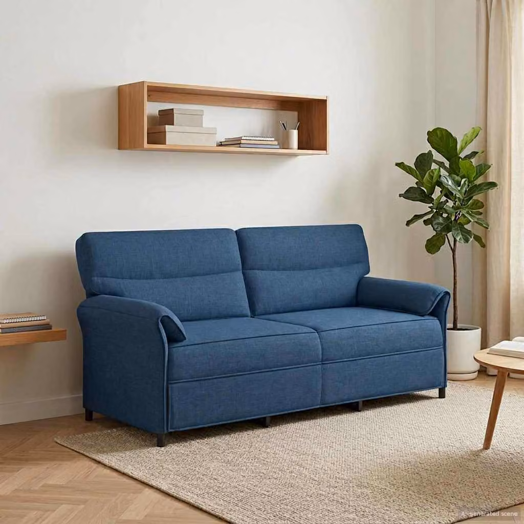 Divano moderno vidaXL in tessuto con struttura in metallo, disponibile in nero o blu