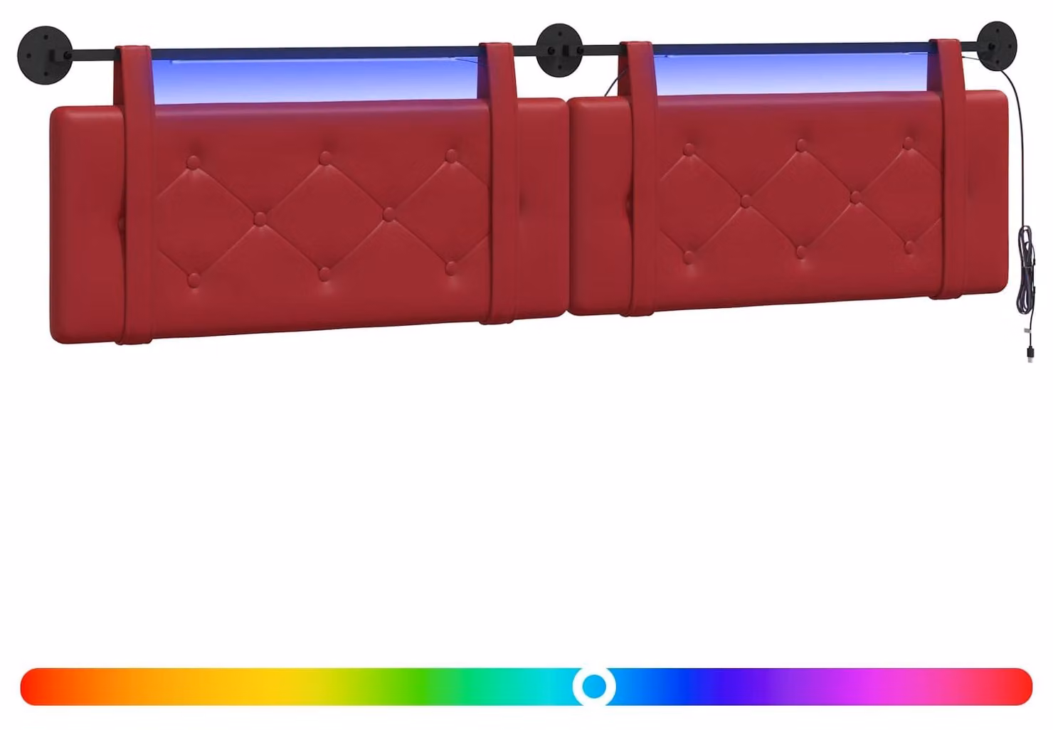 Testiera sospesa Con luce LED Rosso Vino Pelle finta