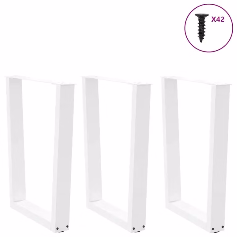 Set di 3 gambe per tavolo da pranzo a forma di X vidaXL in metallo bianco lacca, Altezza: 70-73,3 cm
