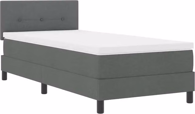 Letto singolo | Letto per adulti | Letto a molle con materasso Grigio scuro 90 x 190 cm Tessuto