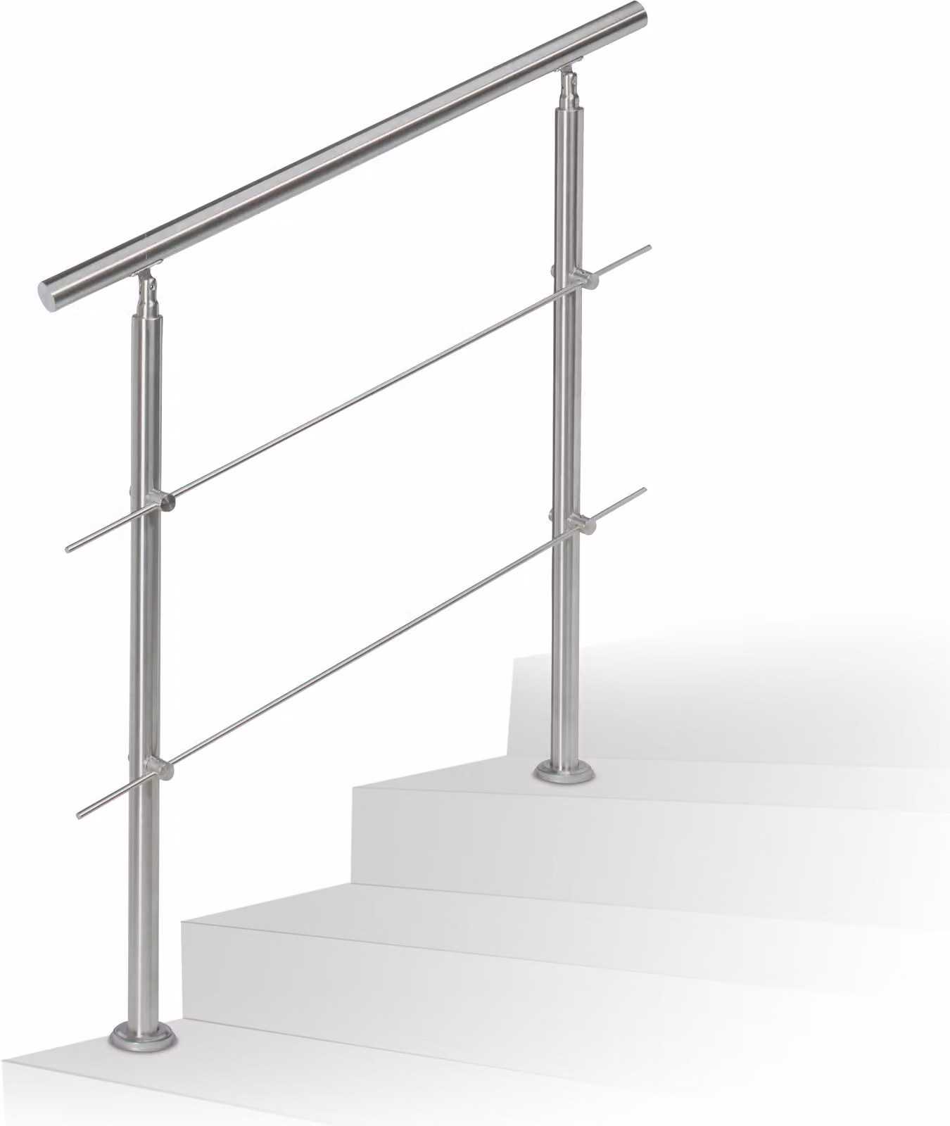 Set di ringhiera per scale Relaxdays in acciaio inossidabile, per interni ed esterni, corrimano lungo 1,0 m, 2 montanti, 2 traverse, color argento