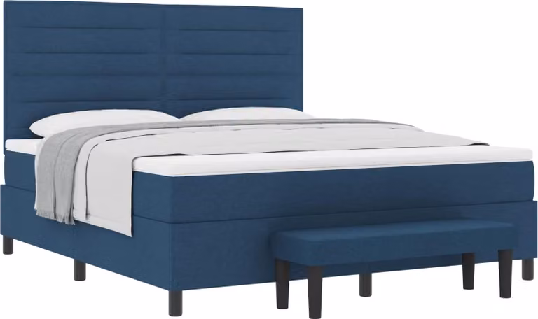 Letto a molle con testiera Blu 180 x 200 cm Tessuto