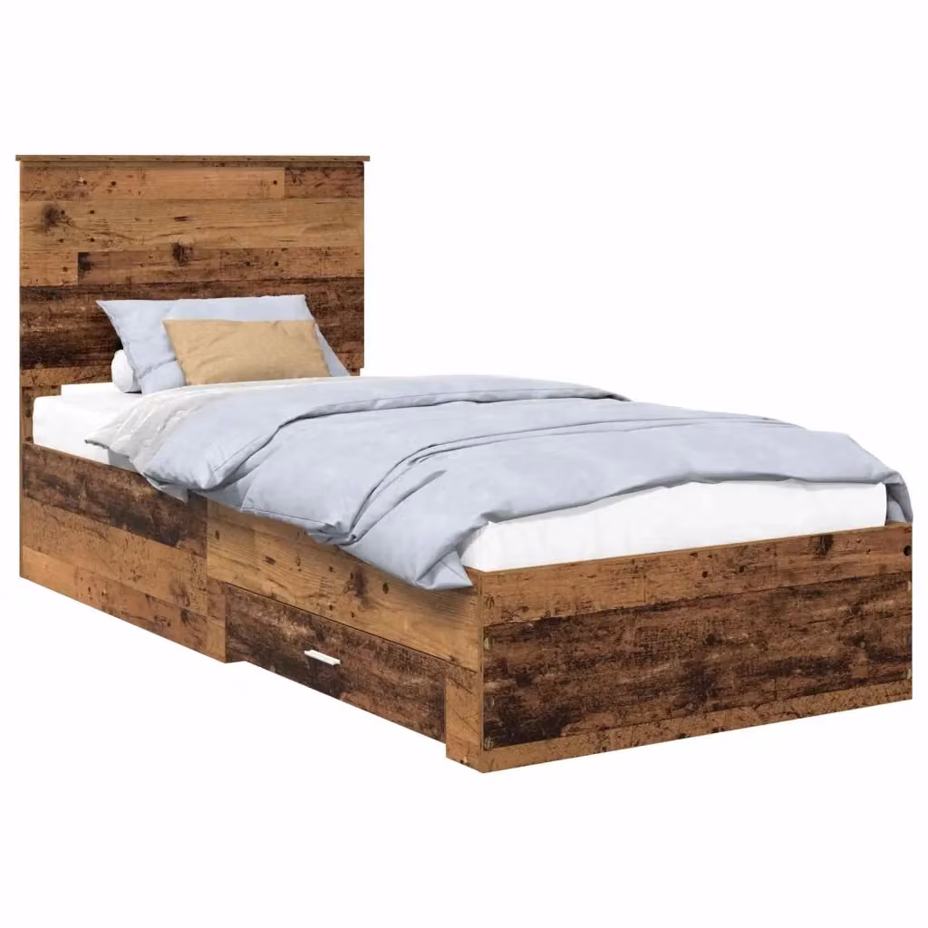 Struttura letto con cassetto vidaXL in legno effetto vecchio marrone L/P/H: 190 x 90 x 93 cm – 2