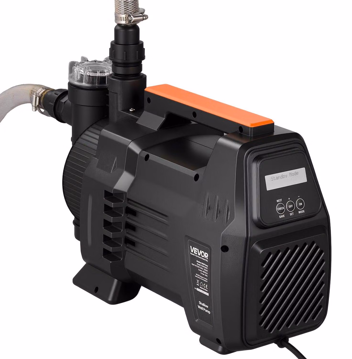 Pompa a getto elettronica per pozzi poco profondi, 1300 W, portata massima 4800 l/h, pompa a getto da giardino in PP con altezza di aspirazione di 8 m, controllo elettronico intelligente, per l'irrigazione del giardino e impianti di irrigazione a pioggia