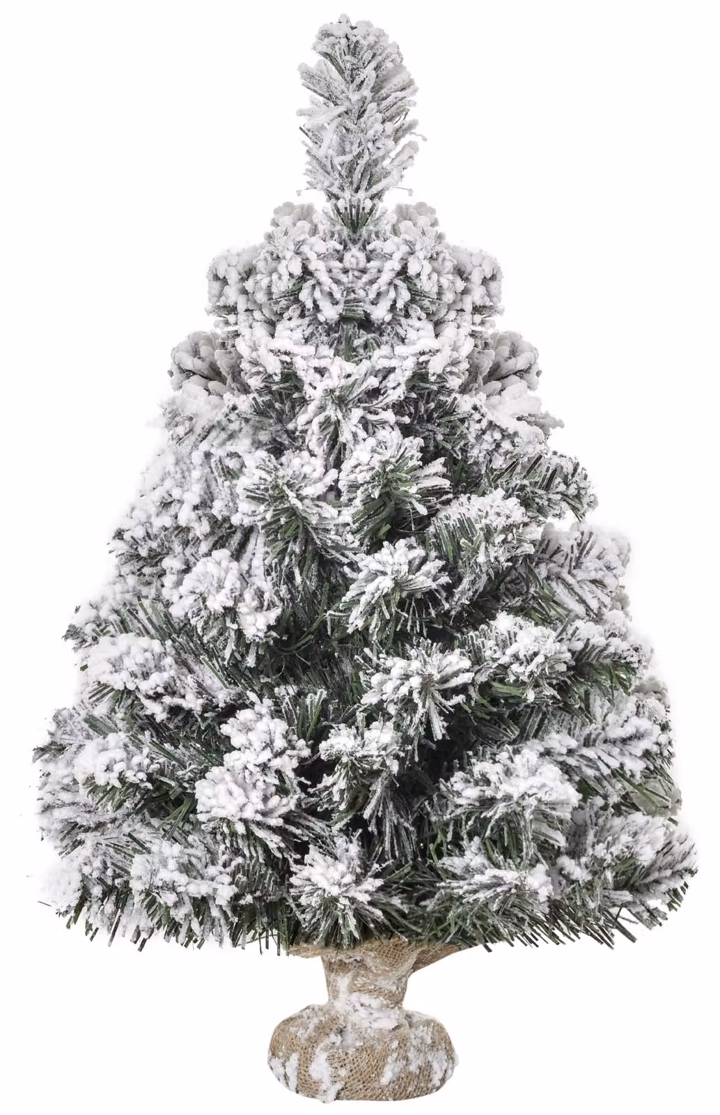 Mini albero di Natale artificiale da 60 cm, abete artificiale con neve, 67 rami, base in cemento, per interni e ufficio