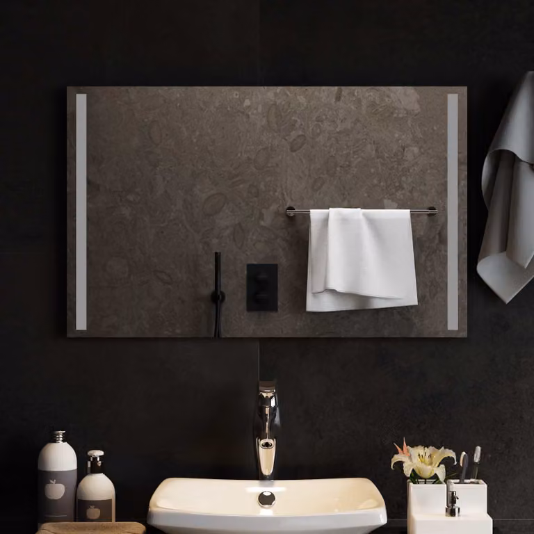 Specchio da bagno moderno vidaXL con luce LED in vetro temperato, L: 80 cm, H: 50 cm