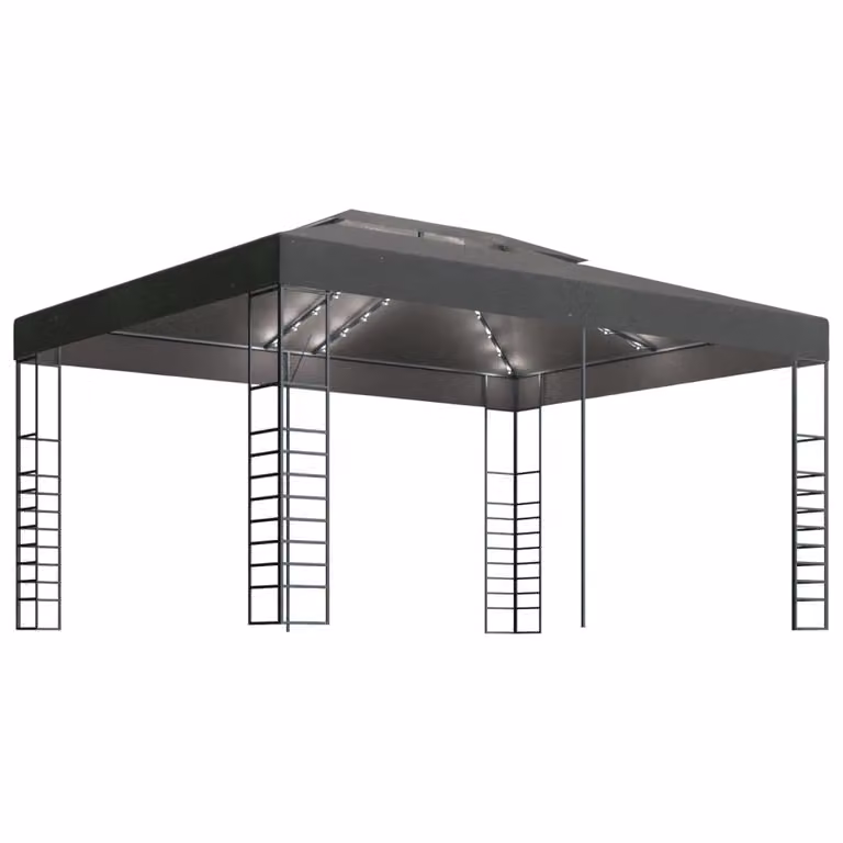 Gazebo con Stringa di Luci LED 3x4 m Antracite