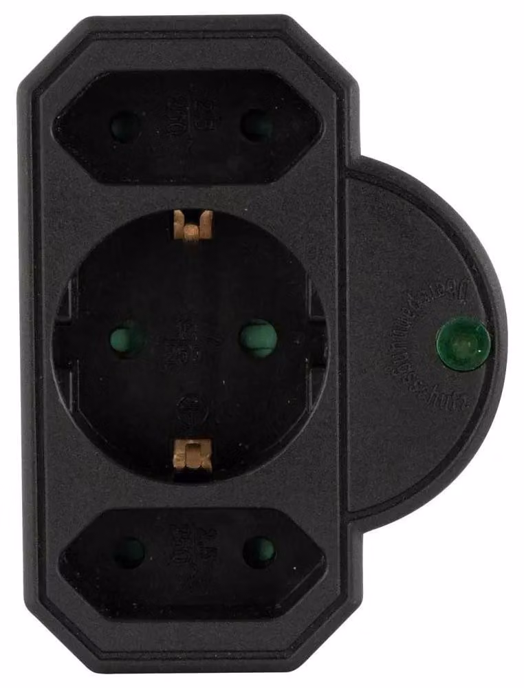 REV Steckdosenadapter 3-fach mit Überspannungsschutz, schwarz