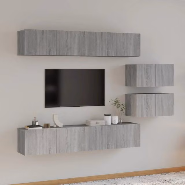 Set di Mobili Porta TV 6 pz Grigio Sonoma in Legno Multistrato 3114604