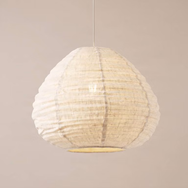 Lampada a sospensione Autumn Lindby, dimmerabile, Crema / Ambra, Soggiorno / Sala da pranzo, Tessuto / Stoffa / Seta, Scandinavo, Lampada a sospensione