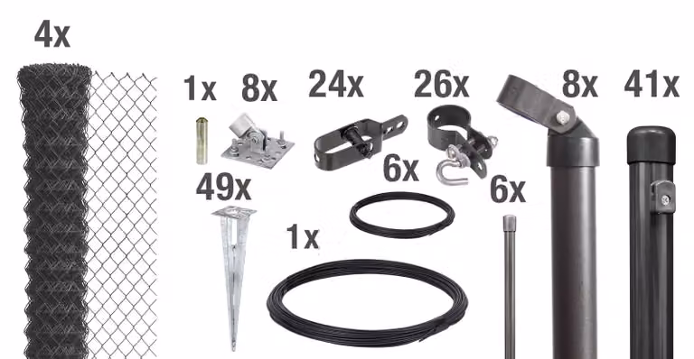 Alberts 631499 Recinzione in rete metallica come set completo di recinzione, con manicotto a terra carrabile, antracite metallizzato, altezza 100 cm, lunghezza 100 m