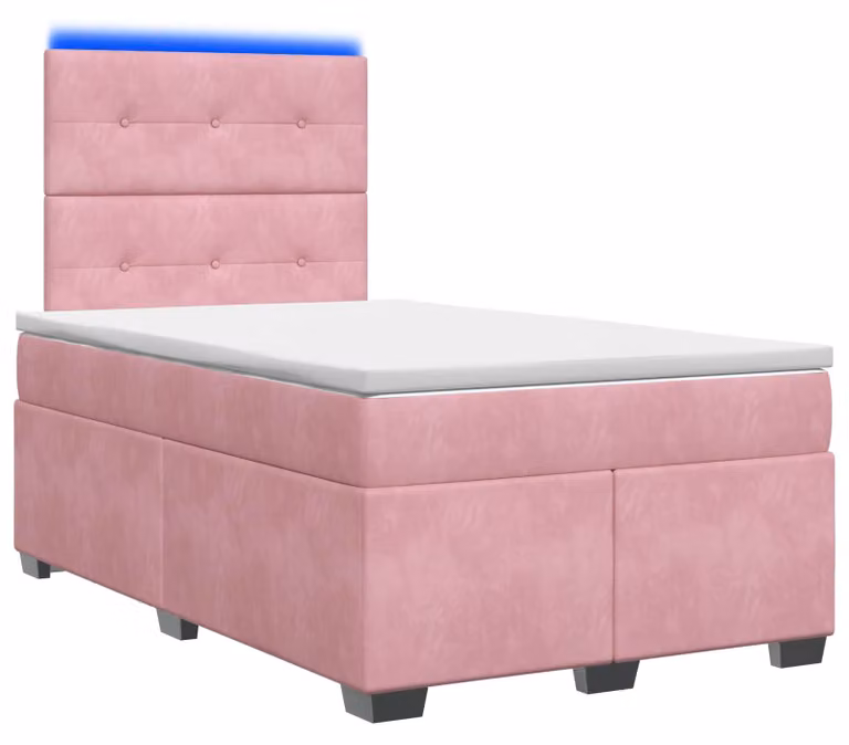 Letto a molle con materasso con testata rosa 120 x 190 cm in velluto