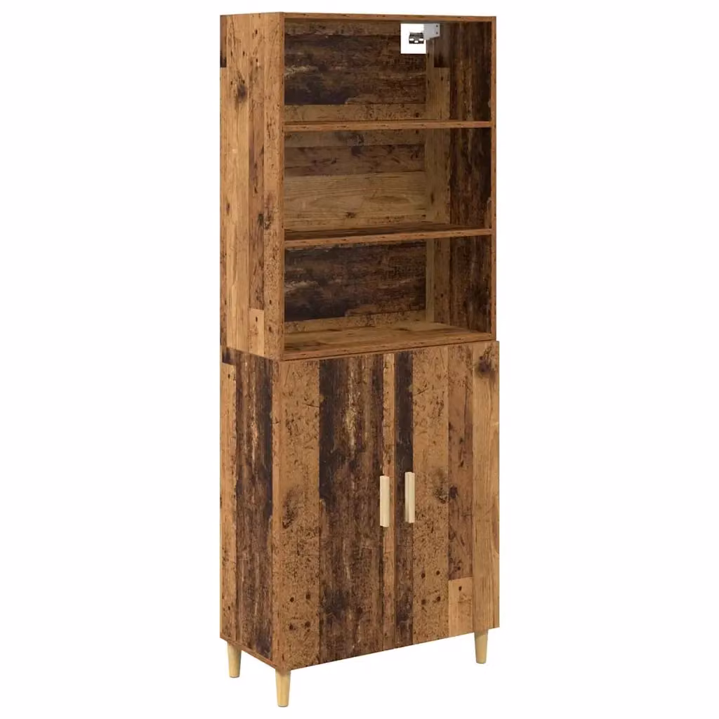 Credenza Buffet Armadio da Cucina e Soggiorno vidaXL in Legno Marrone con Ripiani Interni e Ante a Battente L/P/H: 69,5 x 32,5 x 180 cm – 2