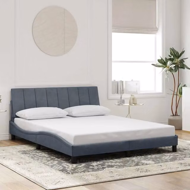 Giroletto senza Materasso-Struttura Letto Hanko Grigio Scuro 160x200 cm Velluto