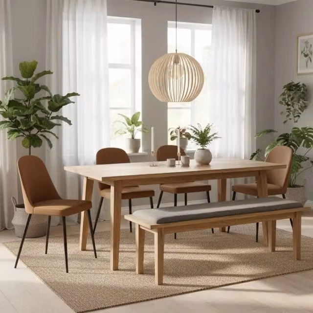 Set di 4 sedie da pranzo imbottite in tessuto soft touch effetto velluto caramello Gaelia con struttura in metallo facili da pulire | Duzzle