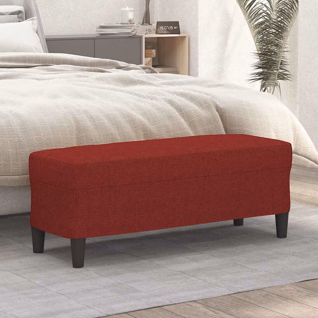 Panca vidaXL in tessuto rosso vino con struttura in legno L: 100 cm, P: 35 cm, H: 41 cm