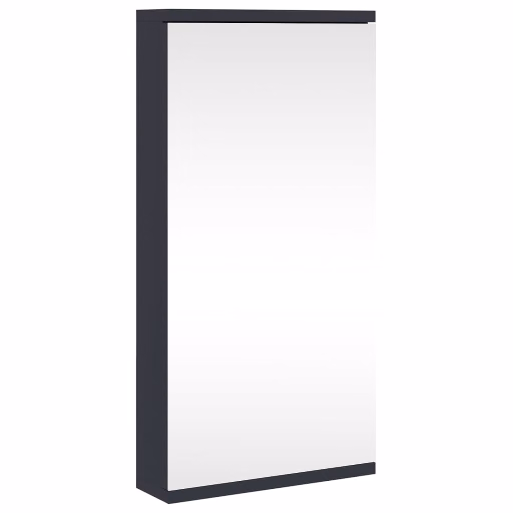 Armadietto Angolare con Specchio da Bagno Grigio 30x24x60 cm