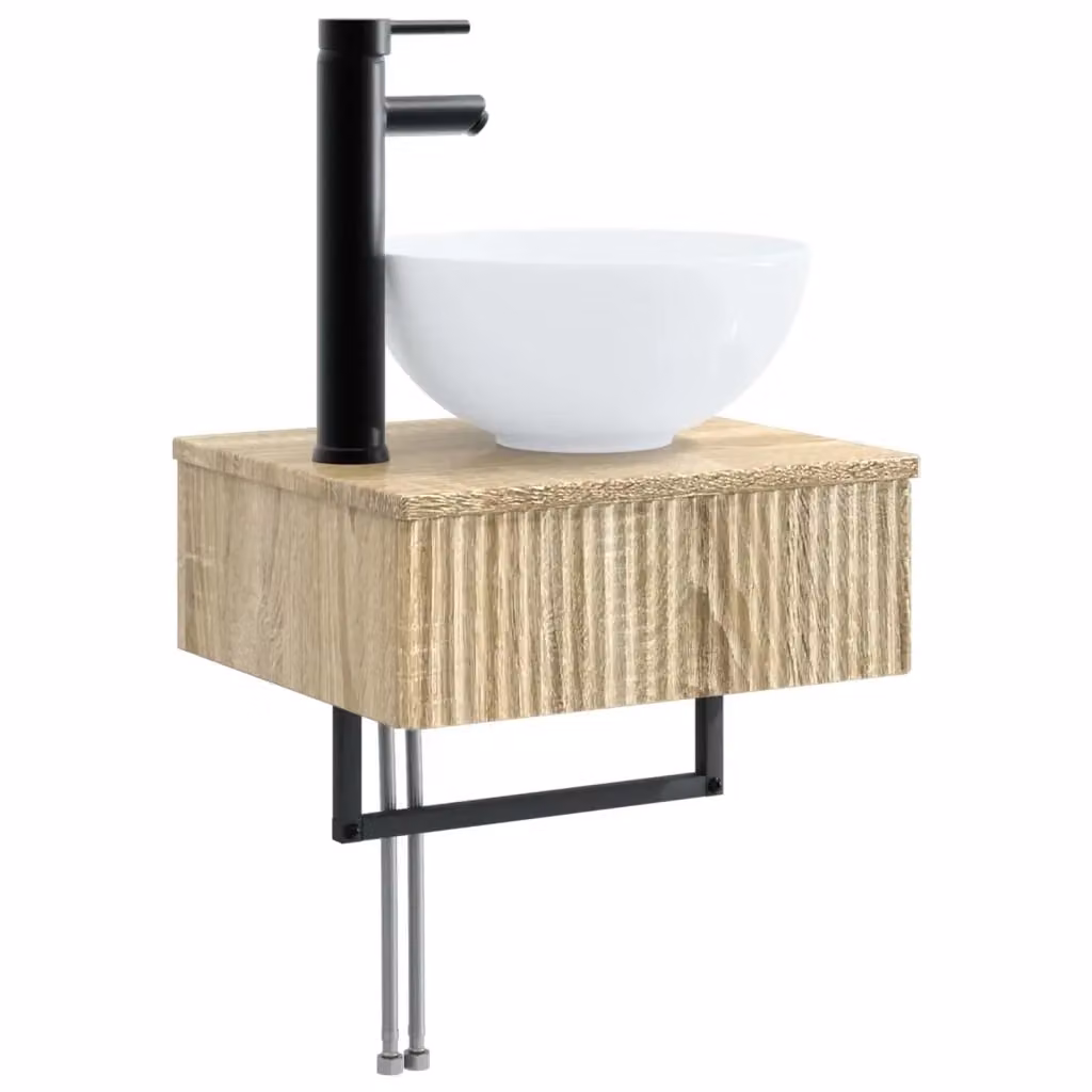 Lavabo da parete vidaXL in Rovere Sonoma marrone L: 40 cm, P: 35 cm, H: 39 cm – 2
