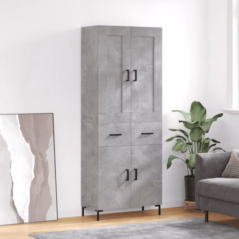 Credenza vidaXL Grigio con ante a battente in legno e metallo L: 69,5 cm, P: 34 cm, H: 180 cm
