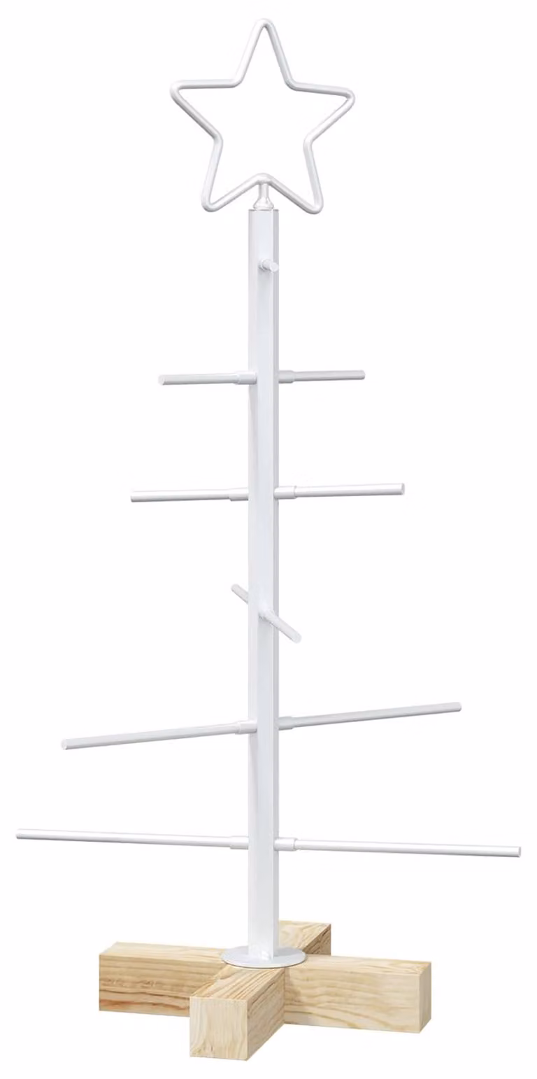 Albero di Natale in metallo con base, modello KUOPIO, 60 cm, acciaio, colore bianco