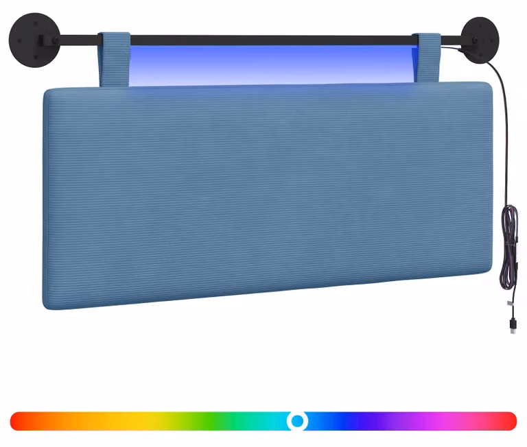 Testiera sospesa Con luce LED Blu Tessuto in Cords