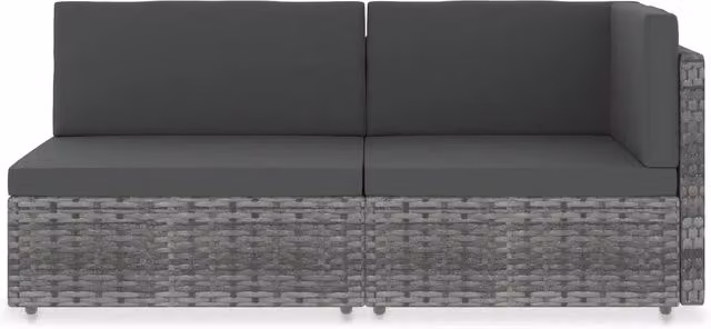 Divano Modulare a 2 Posti in Polyrattan Grigio 49524