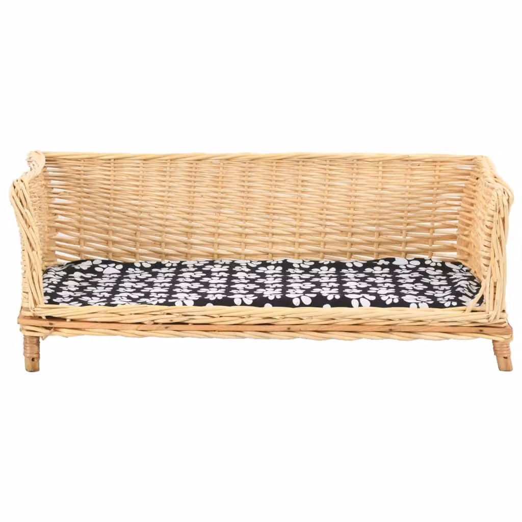 Cestino per cani con cuscino 90x54x35 cm in vimini naturale