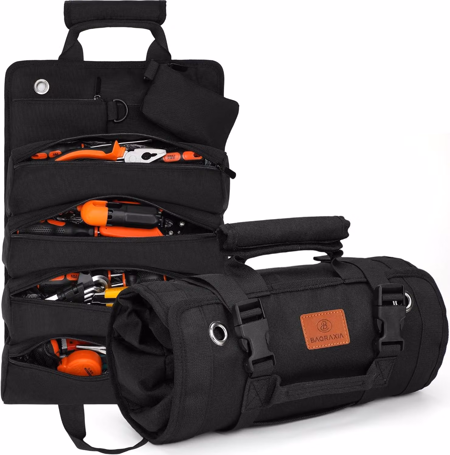 Custodia per attrezzi, borsa utensili compatta, con 2 scomparti removibili, colore nero, ideale per il fai-da-te