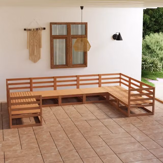 Set Divani da Giardino 9 pz in Legno Massello di Pino 3076262