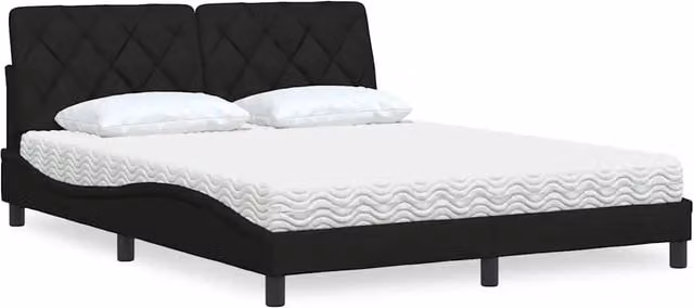 Letto con Materasso vidaXL in Tessuto Nero e Bianco L/P/H: 160 x 200 cm – 1