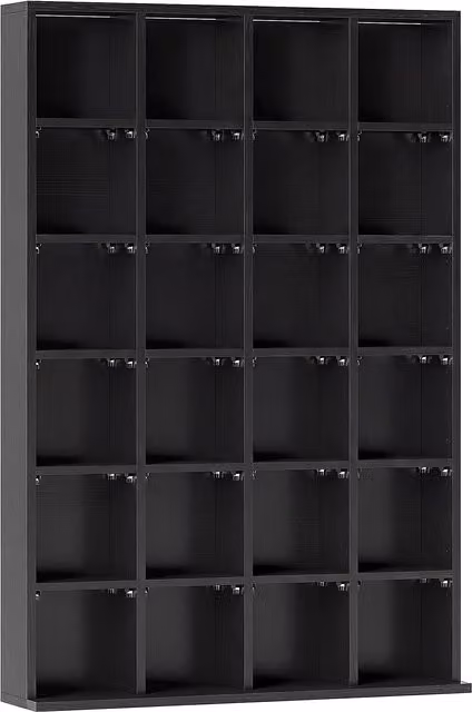 Mobile Porta CD e DVD HOMCOM con Ripiani Regolabili, Nero, L: 89 cm, P: 20 cm, H: 130.5 cm