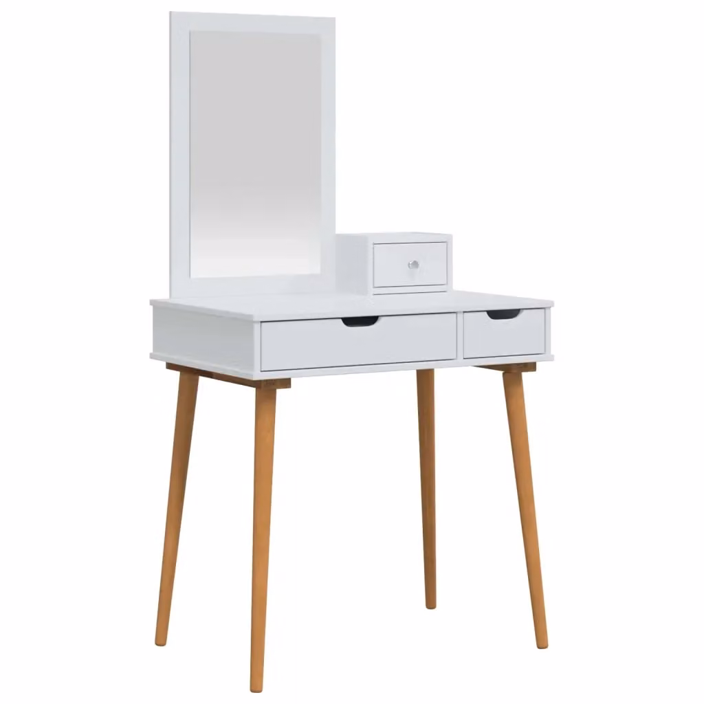 Set da Trucco Moderno vidaXL Bianco in Legno e MDF 3 Pezzi L: 76 cm, P: 50 cm, H: 143 cm – 2