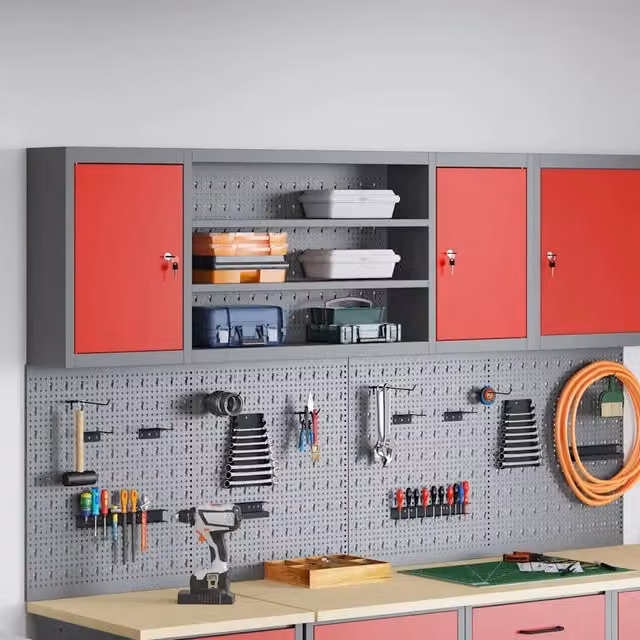 Armoire à outils Rouge et Gris 150 x 20 x 55 cm Acier