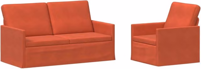 Set di 2 divani moderni vidaXL in tessuto cord rosso e arancio con struttura in metallo per il tuo soggiorno