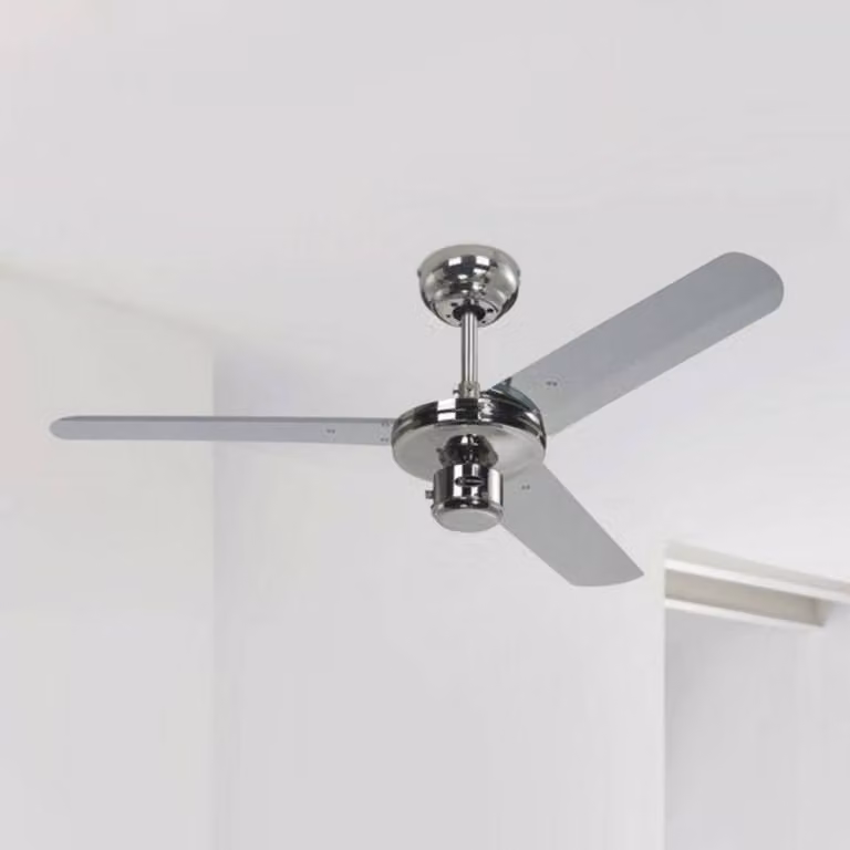 Westinghouse Ventilatore da soffitto Industrial cromato, silenzioso, 122 cm, Cromo / Argento, Metallo, Moderno