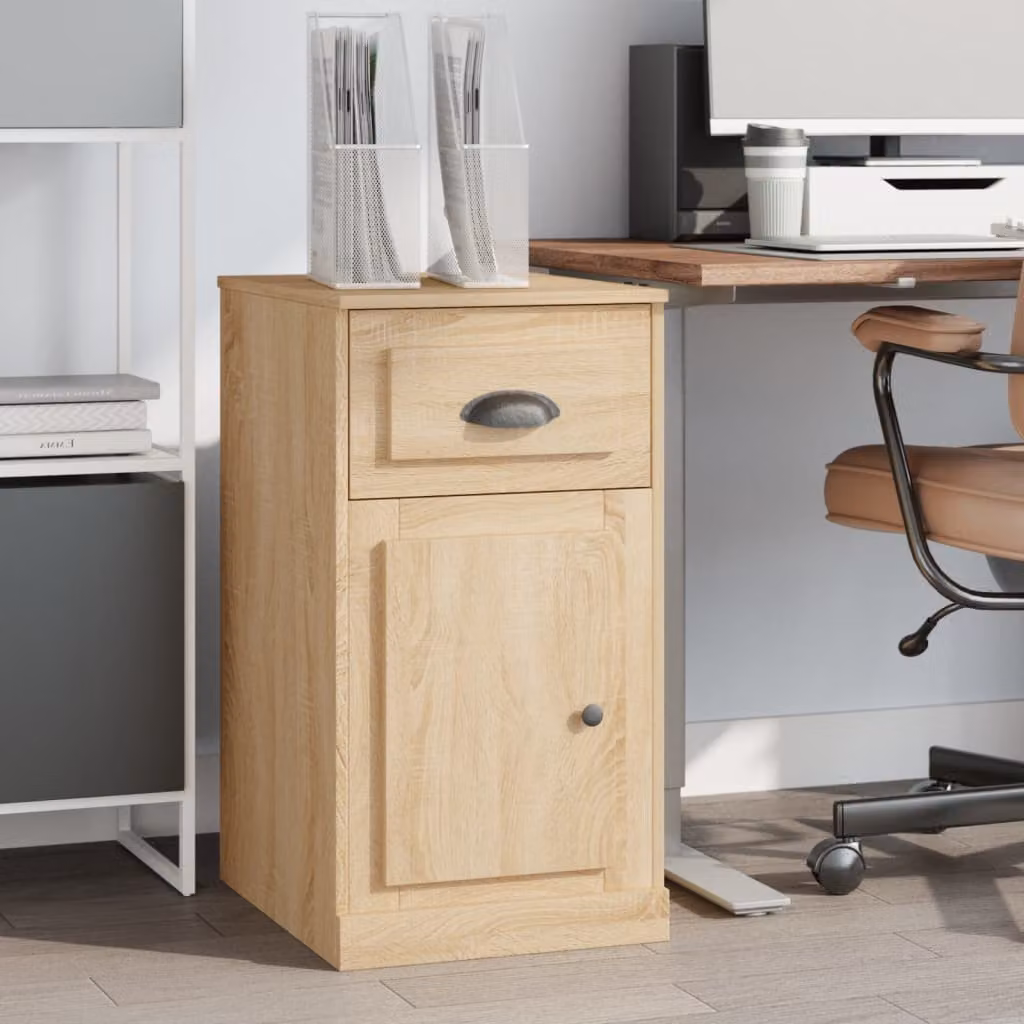 Mobiletto con cassetto vidaXL in legno multistrato color rovere sonoma, L 40 cm, P 50 cm, H 75 cm