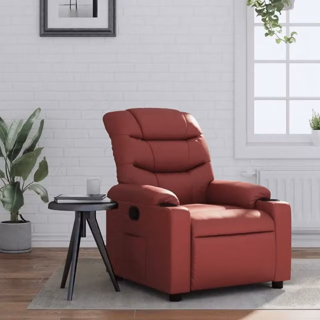 Divano Sedia-Poltrona Reclinabile Rosso Vino in Similpelle 397613