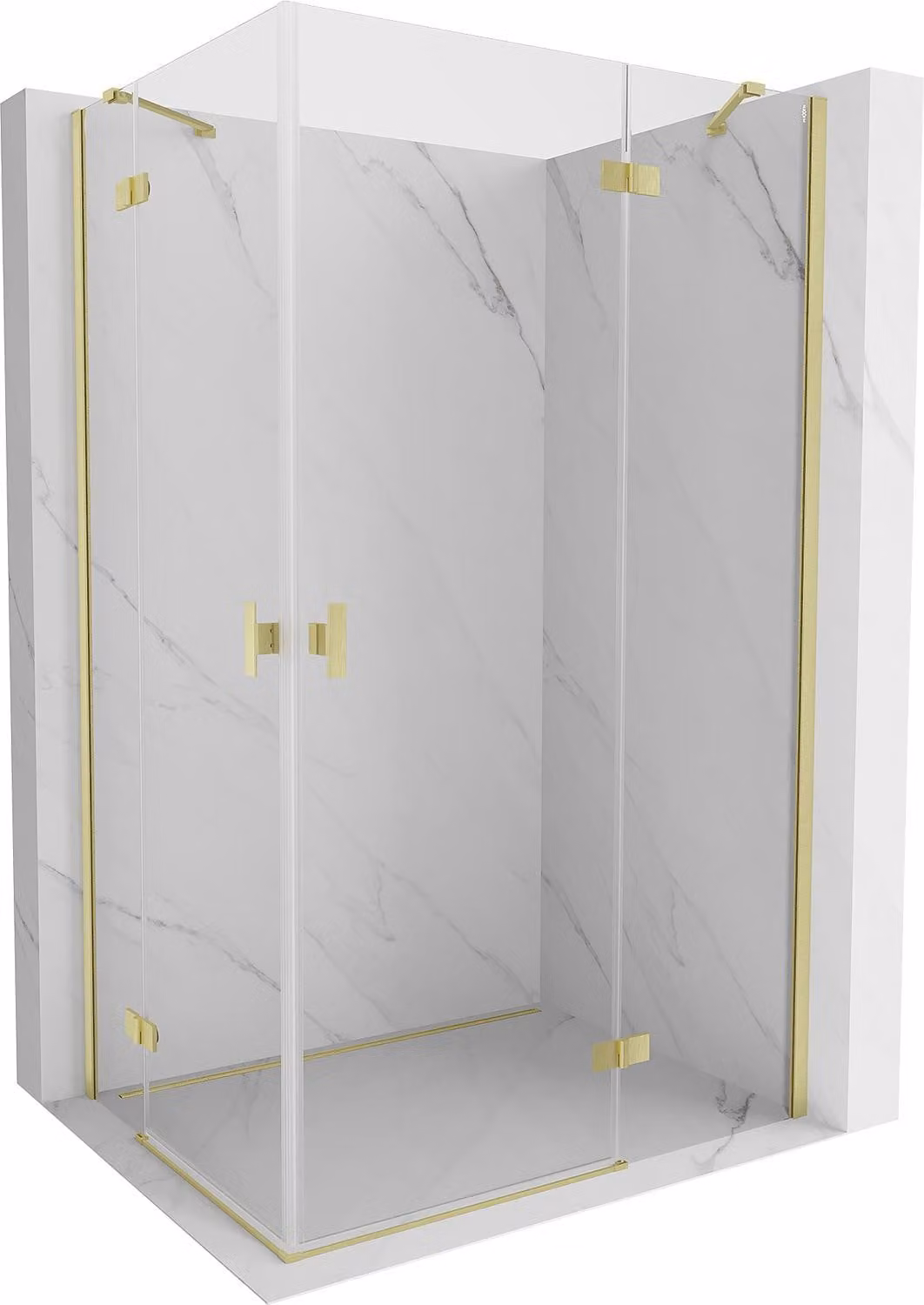 Mexen Mist-H Duo cabina doccia a battente destra 115 x 120 cm, trasparente, oro spazzolato - 8A5-115L-120P-55-00