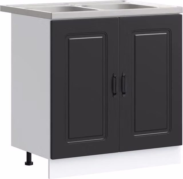 Armadio da cucina moderno rettangolare 80 x 46 x 81,5 cm grande spazio di archiviazione elegante finitura in legno nero 02_0055677