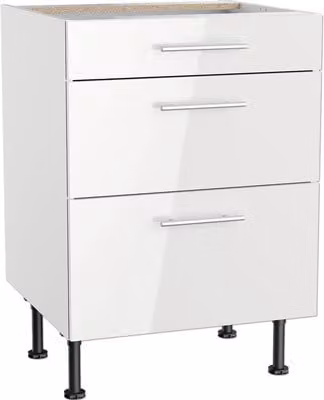 Base a cassetti Optifit Rurik986 LxPxH 60 x 58,4 x 87 cm bianco lucido smontata KFRU U636-8E+